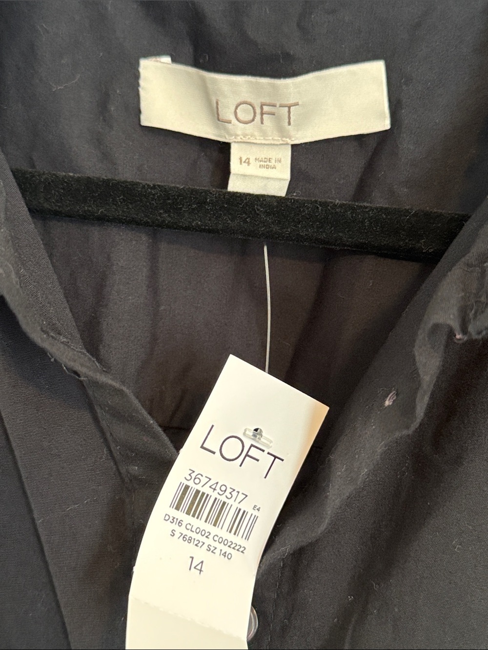 Loft Black Button Down Short Sleeve Casual 96% Cotton Dress NWT - Picture 2 of 7